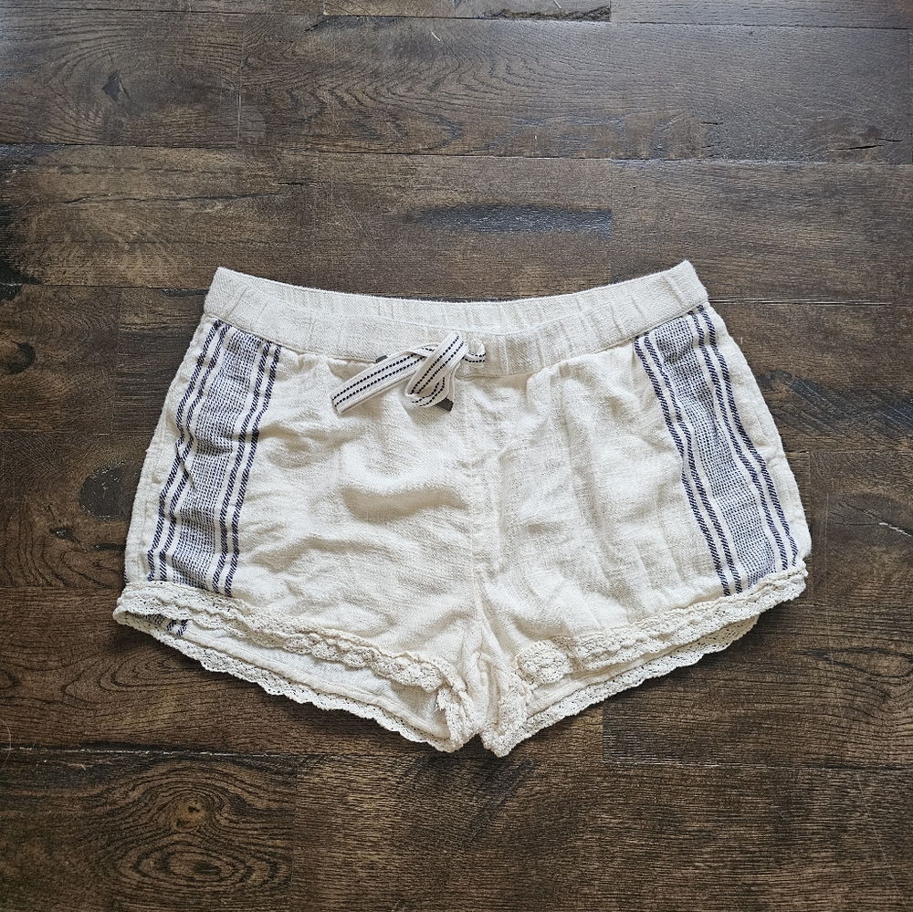 Aerie High Waist Cream and Blue/Gray Shorts